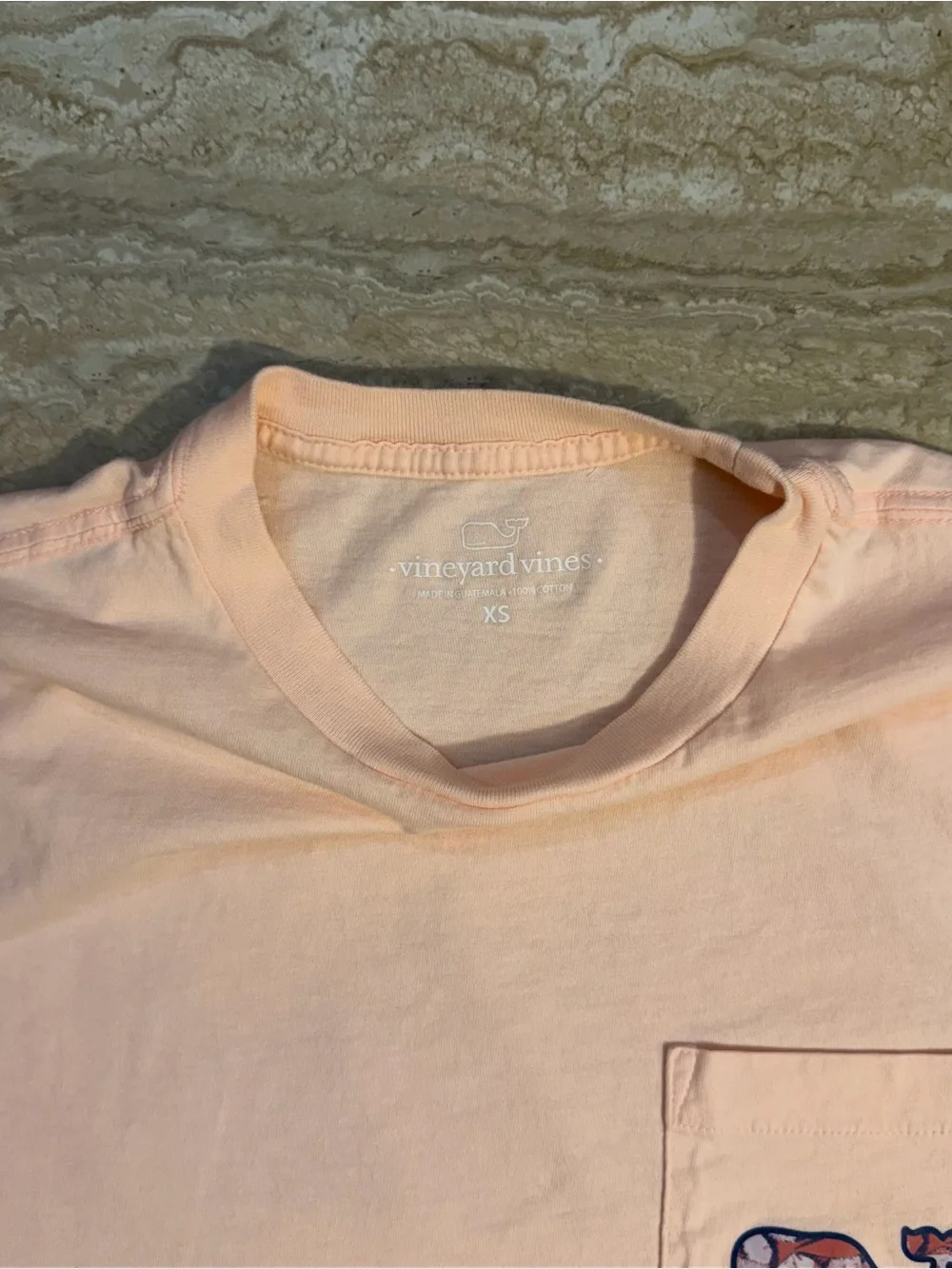 Vineyard Vines Peach Short Sleeve Tee with Floral Whale